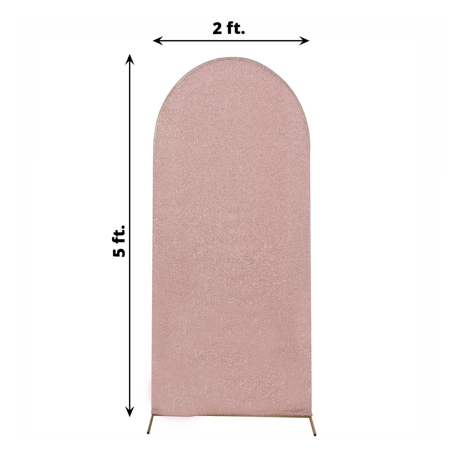 Chiara Backdrop Round Top Stand with Blush Rose Gold Shimmer Tinsel Spandex Arch Cover 5 Feet