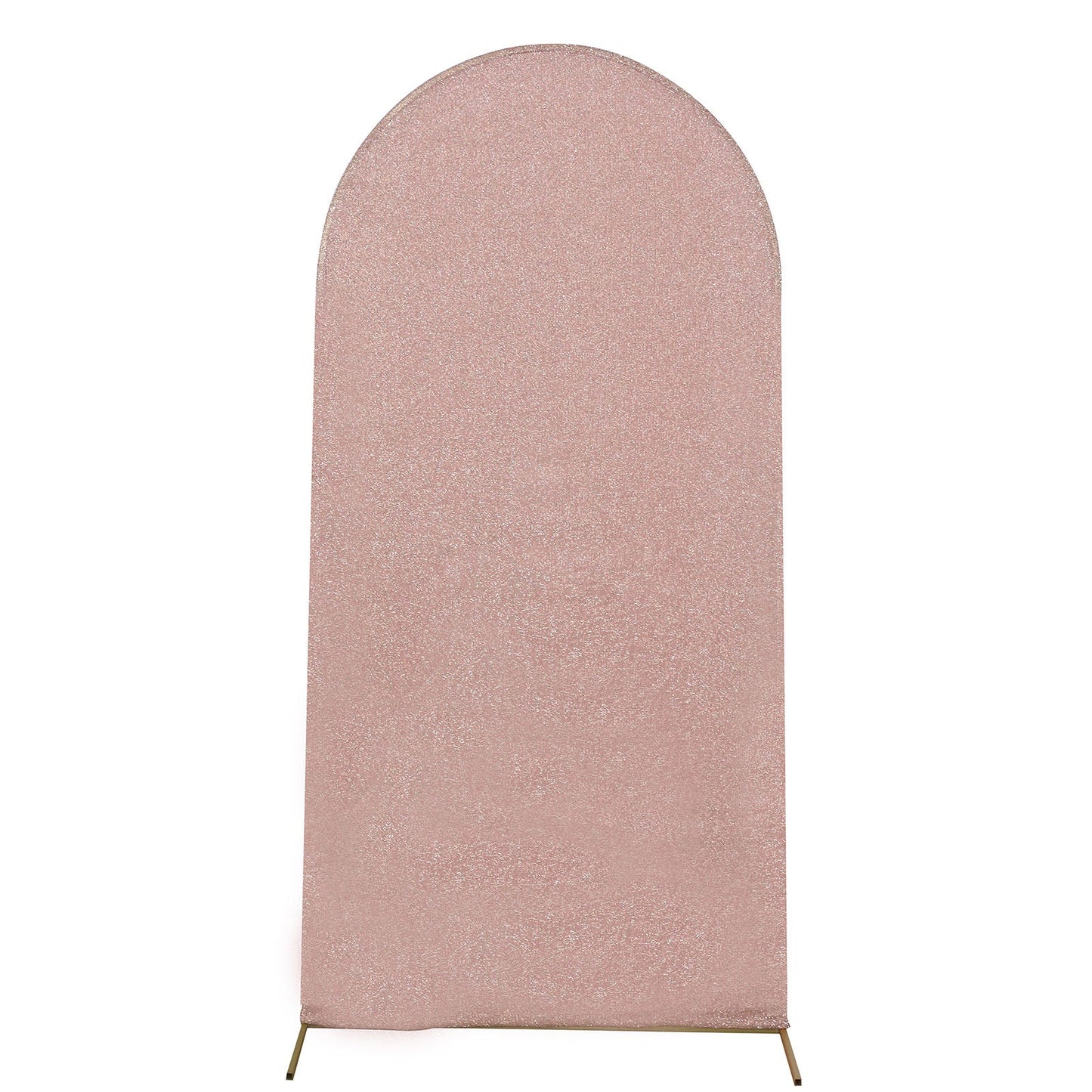 Shimmer Tinsel Spandex Arch Cover in Blush Rose Gold for Round Top Chiara Backdrop Stand 5 Feet