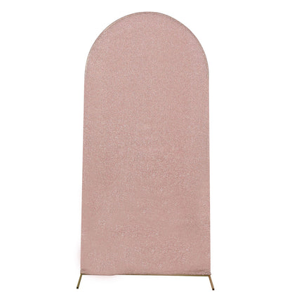 Shimmer Tinsel Spandex Arch Cover in Blush Rose Gold for Round Top Chiara Backdrop Stand 5 Feet