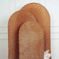 5ft Antique Gold Shimmer Tinsel Spandex Wedding Arch Cover Fitted Round Top Chiara Backdrop Stand