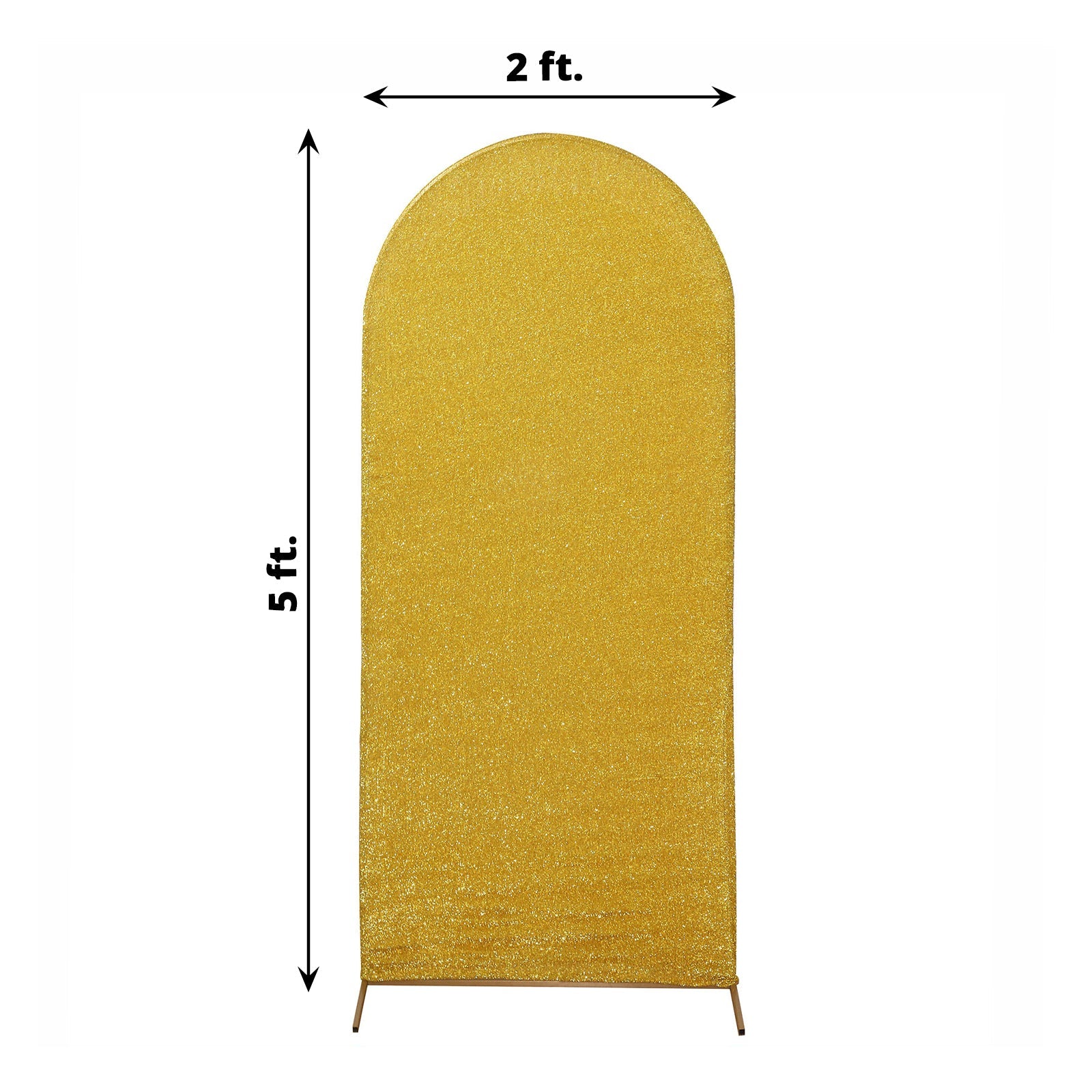 Chiara Backdrop Round Top Stand with Gold Shimmer Tinsel Spandex Arch Cover 5 Feet