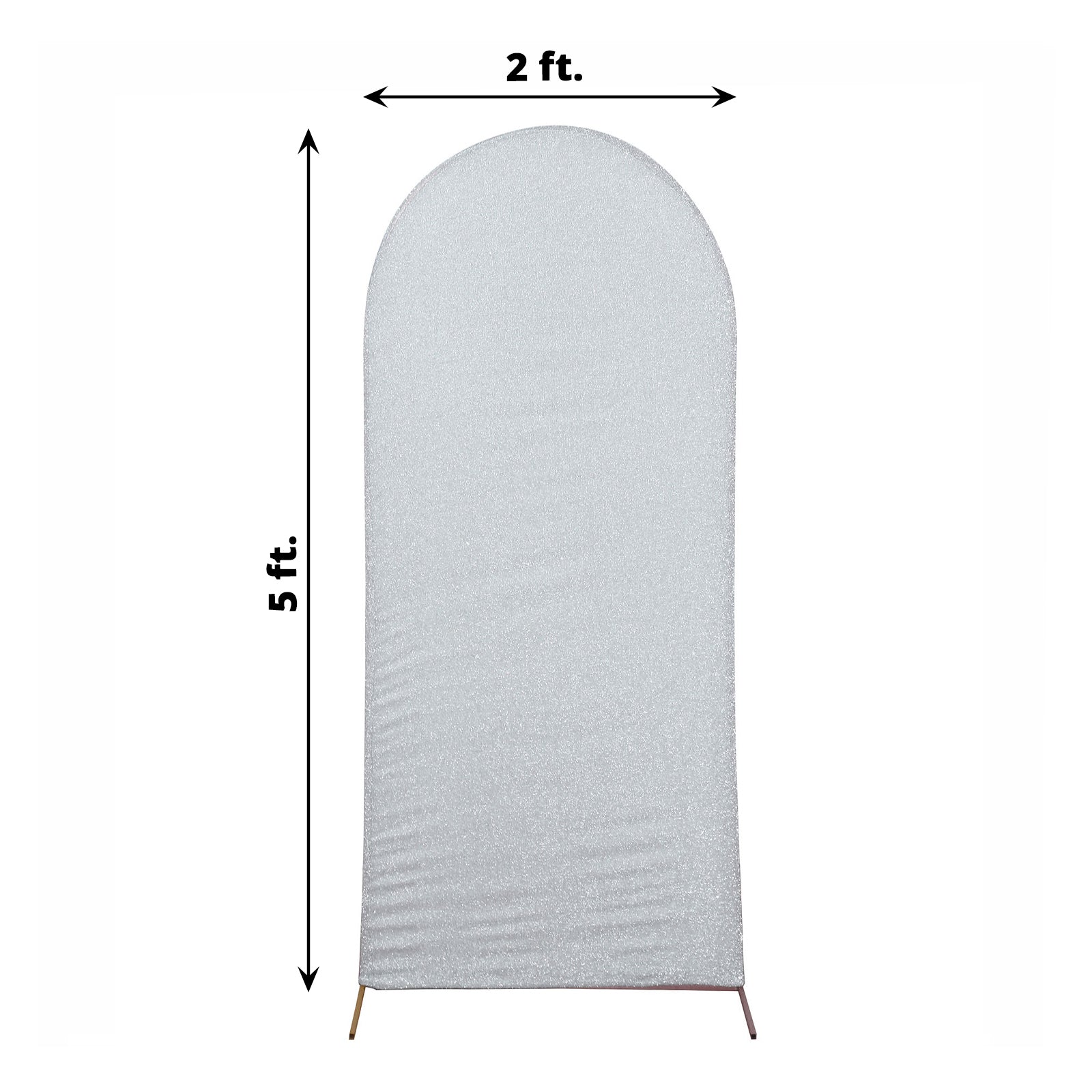 Chiara Backdrop Round Top Stand with Silver Shimmer Tinsel Spandex Arch Cover 5 Feet