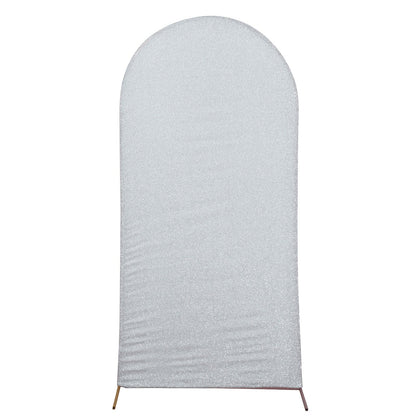 Silver Shimmer Tinsel Spandex Arch Cover for 5 Feet Round Top Chiara Backdrop Stand