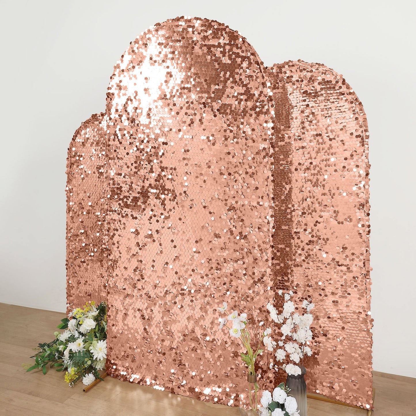 Sparkly Rose Gold 7 Feet Sequin Arch Frame Cover