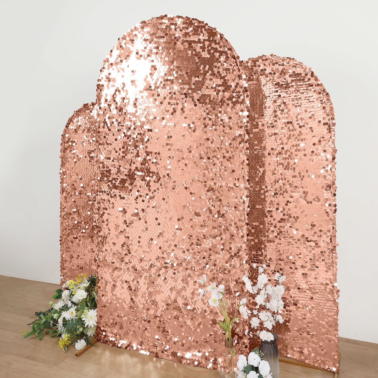 Sparkly Rose Gold 7 Feet Sequin Arch Frame Cover