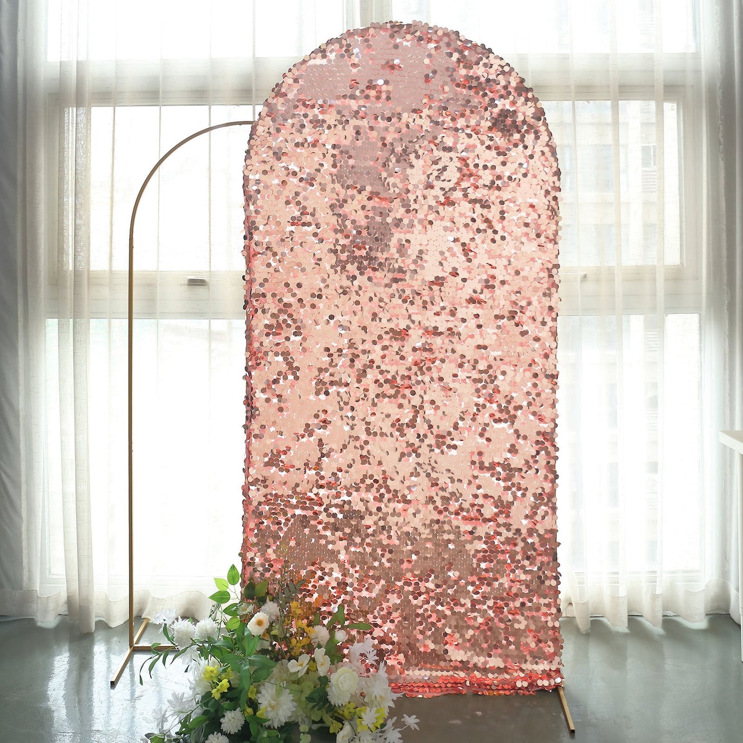 Rose Gold Sequin Arch Cover In 7 Feet