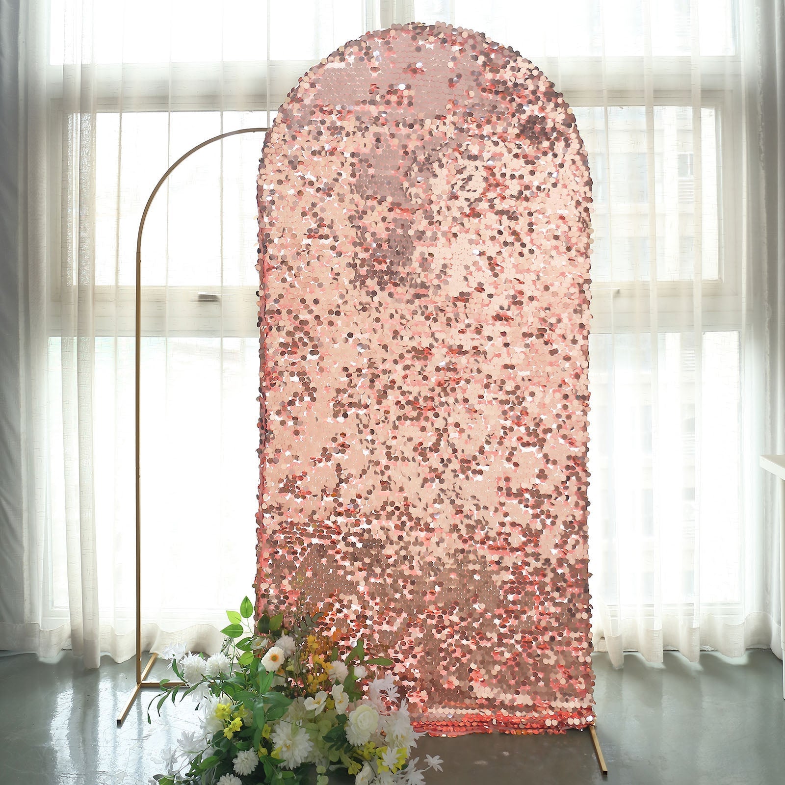 Rose Gold Sequin Arch Cover In 7 Feet