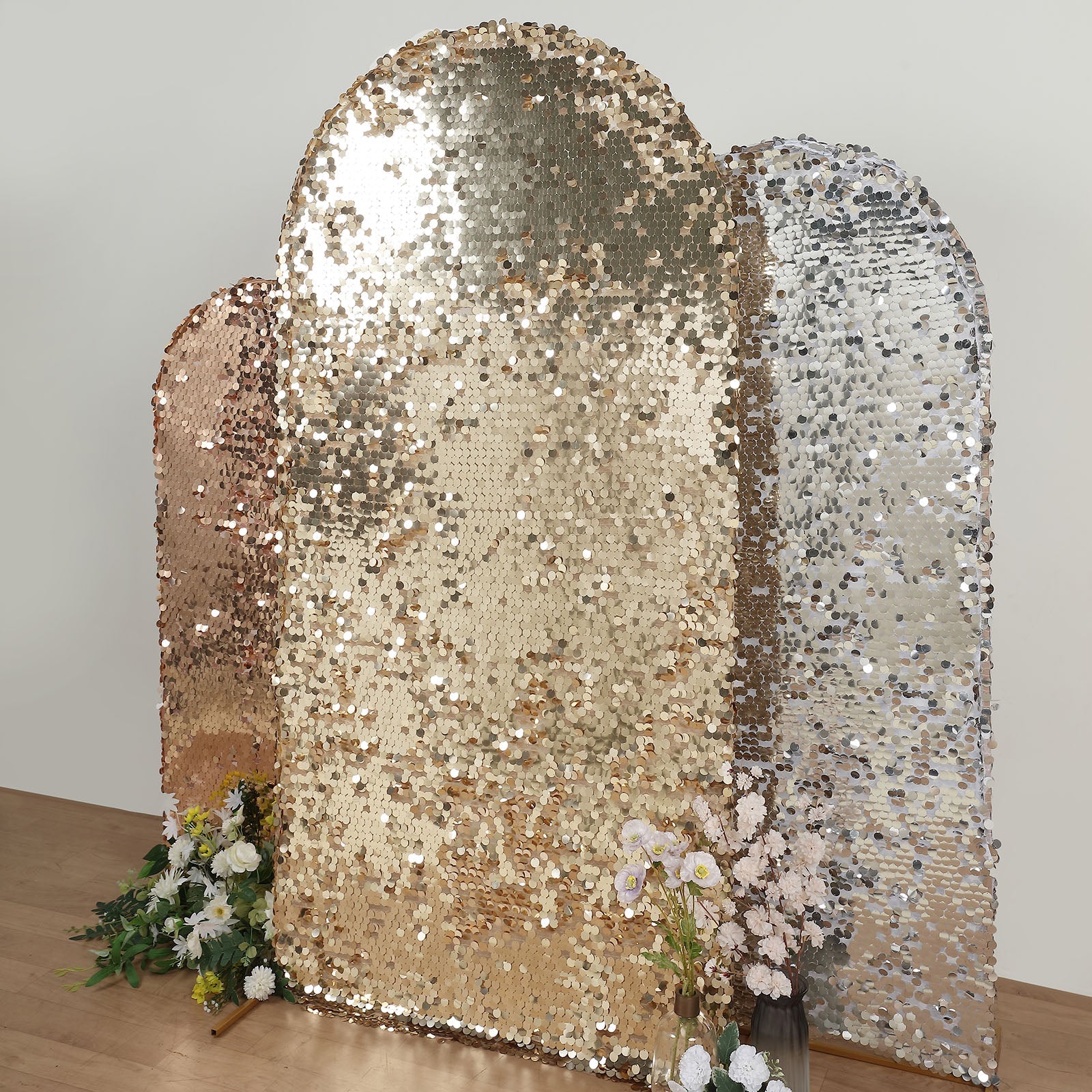 7 Feet Champagne Sequin Fitted Arch Cover