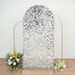 7ft Sparkly Silver Double Sided Big Payette Sequin Fitted Wedding Arch Cover For Round Top Chiara Backdrop Stand