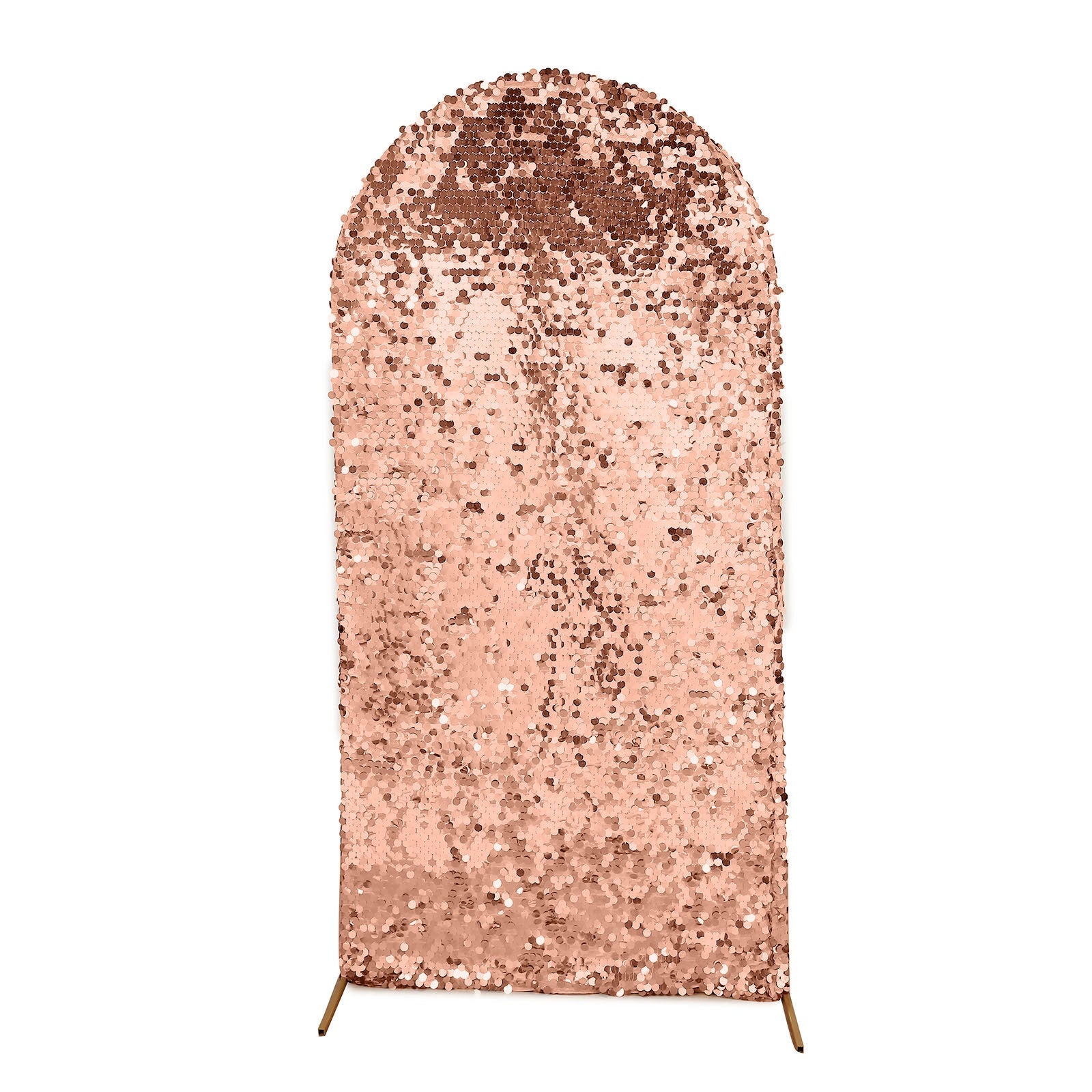 Fitted Arch Cover In Blush Rose Gold Big Payette Sequin For Round Top Chiara Stand 5 Feet