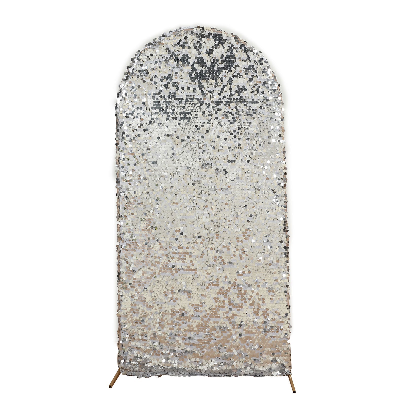 Silver Sparkly Big Payette Sequins 5 Feet Chiara Backdrop Stand Cover 