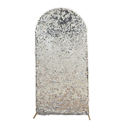 Silver Sparkly Big Payette Sequins 5 Feet Chiara Backdrop Stand Cover 