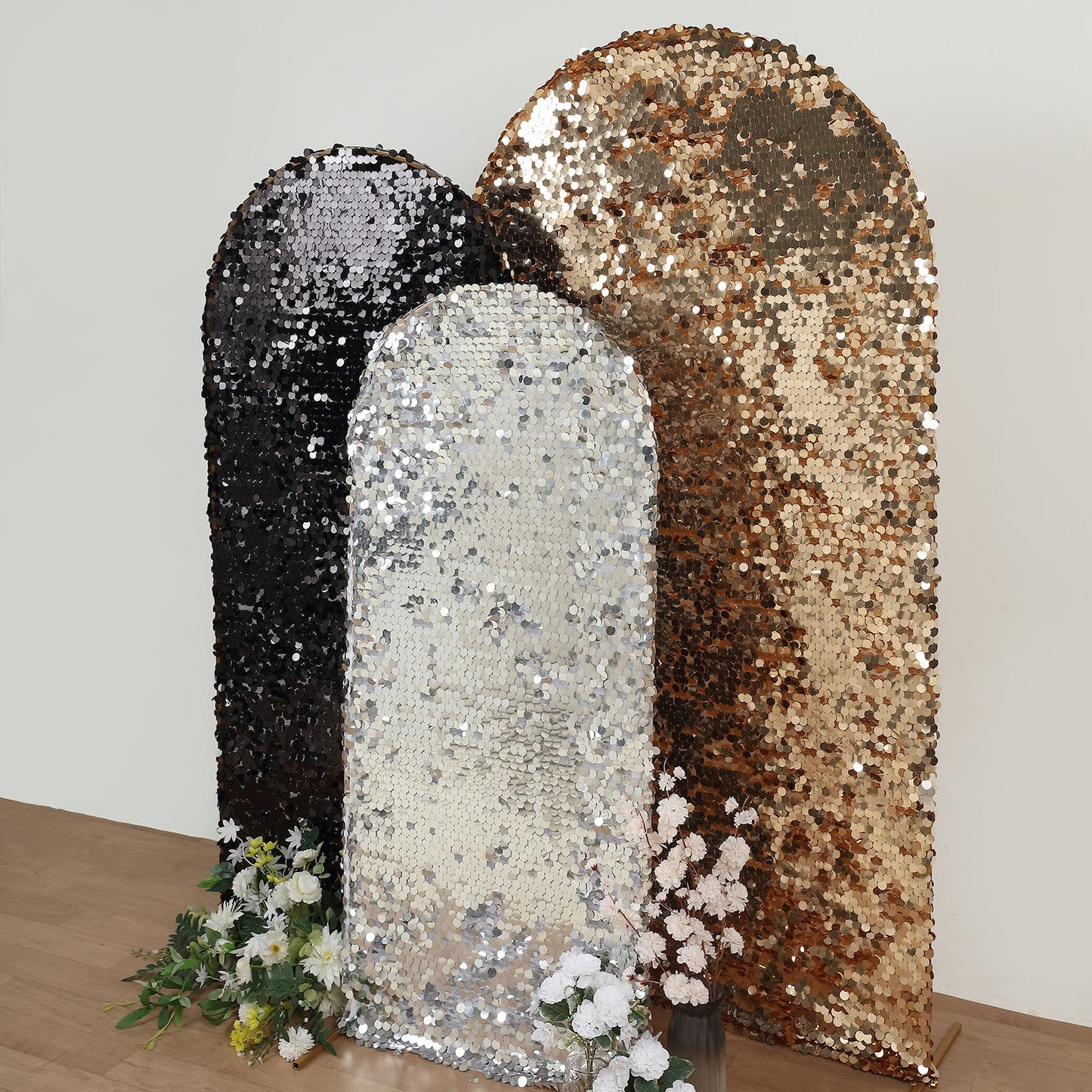 Sparkly Silver Sequin Backdrop Cover 5 Feet