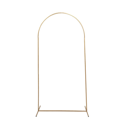 Gold Chiara Round Top Metal Backdrop Arch Stand 7 Feet#whtbkgd