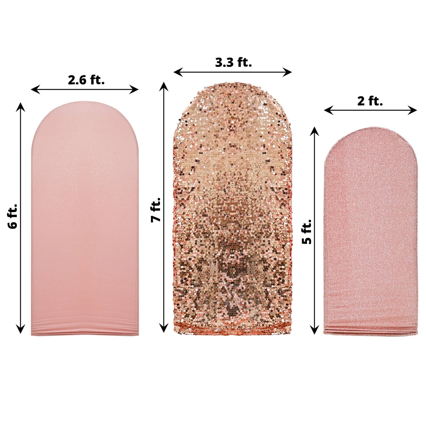 Set Of 3 Round Top Fitted Backdrop Covers In Blush Rose Gold