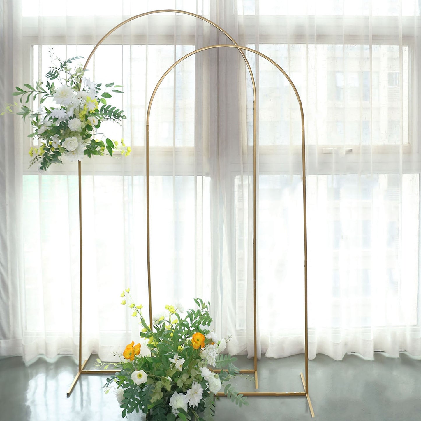 6ft Gold Metal Wedding Arch Chiara Backdrop Stand Floral Display Frame With Round Top