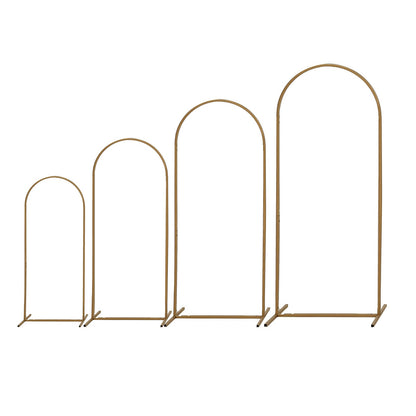 Gold Chiara Set of 4 Round Top Metal Backdrop Arch Stand#whtbkgd
