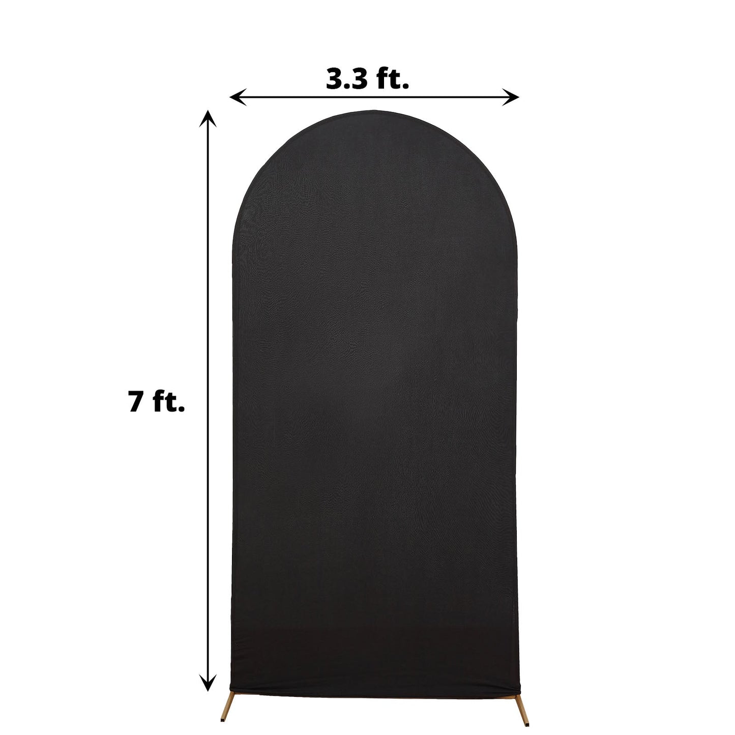 7 Feet Fitted Matte Black Spandex Arch Cover For Round Top Backdrop