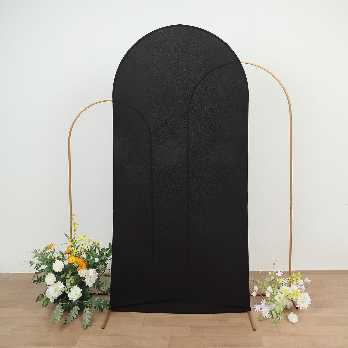 7ft Matte Black Spandex Fitted Wedding Arch Cover For Round Top Chiara Backdrop Stand