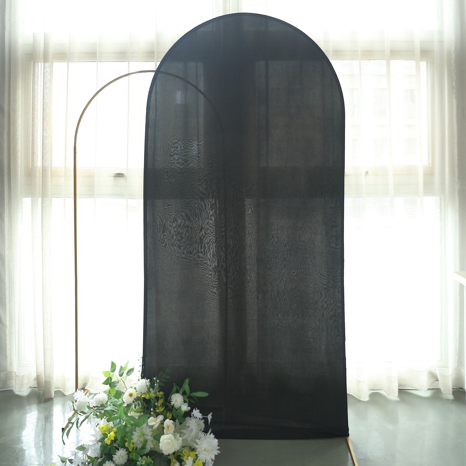 Matte Black Spandex Arch Cover in 7 Feet For Round Top Chiara Backdrop Stand