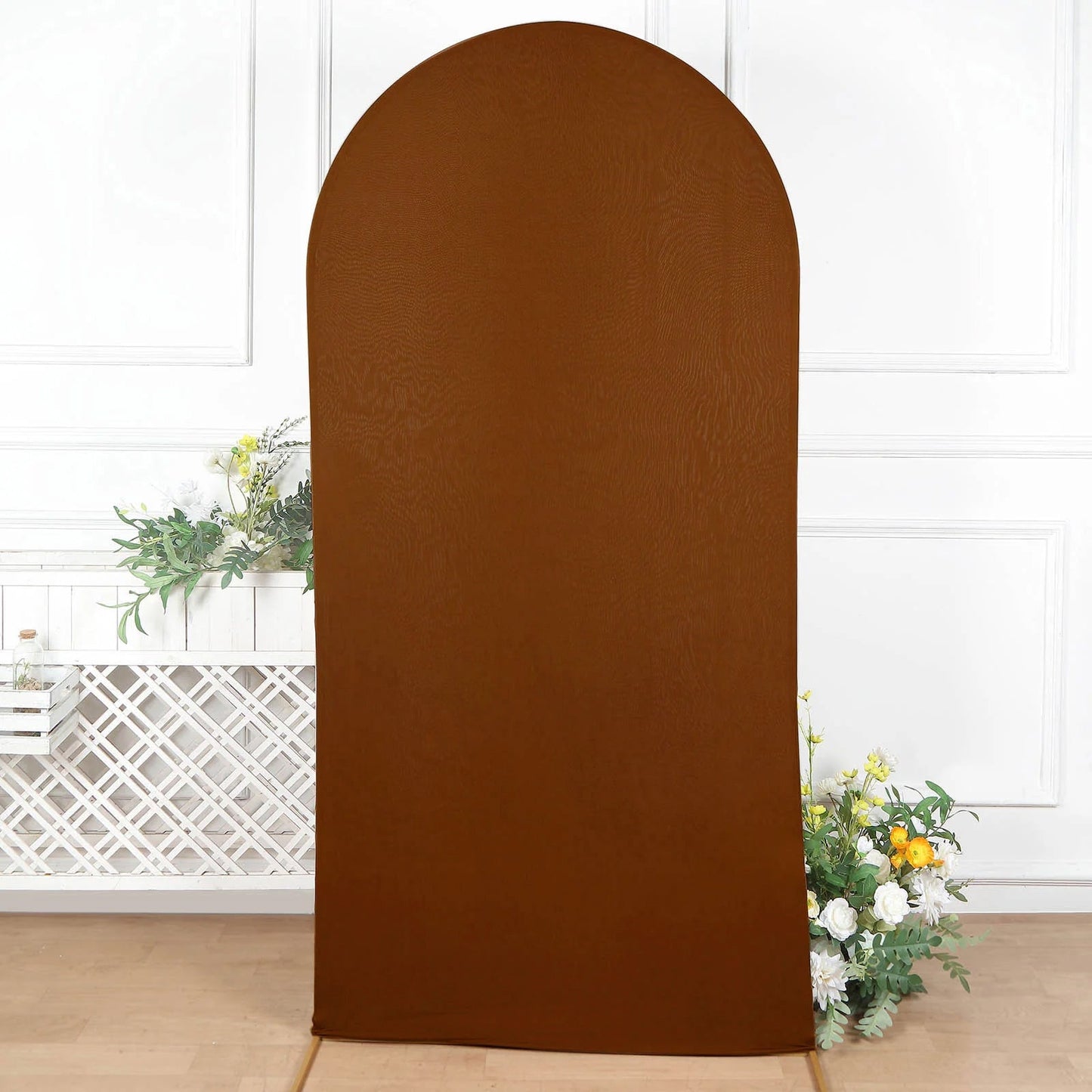 7ft Cinnamon Brown Spandex Fitted Wedding Arch Cover