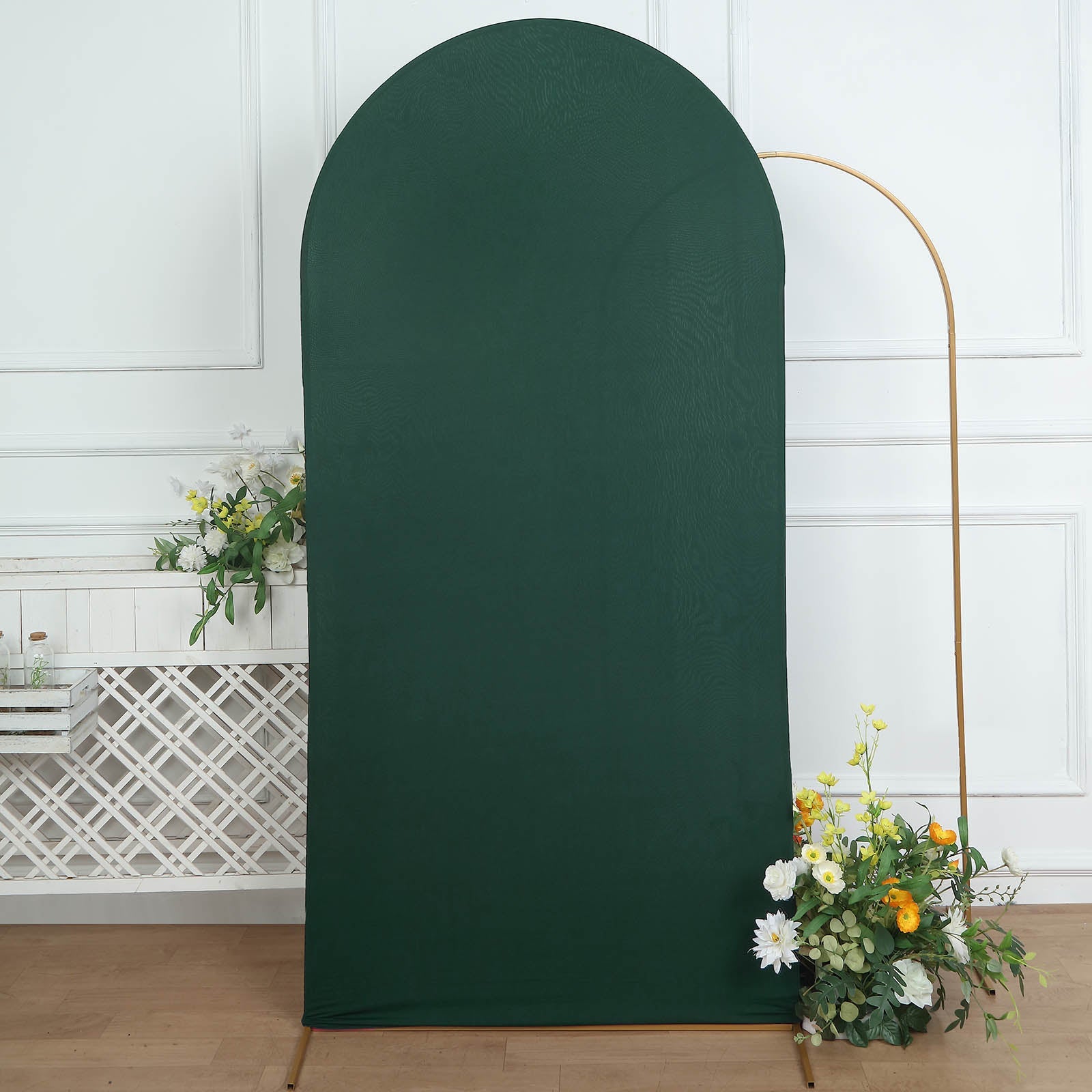 7ft Matte Hunter Emerald Green Spandex Fitted Wedding Arch Cover For Round Top Chiara Backdrop Stand
