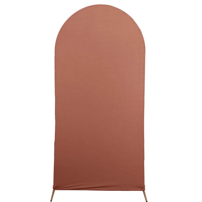 7ft Matte Terracotta Spandex Fitted Wedding Arch Cover For Round Top Chiara Backdrop Stand