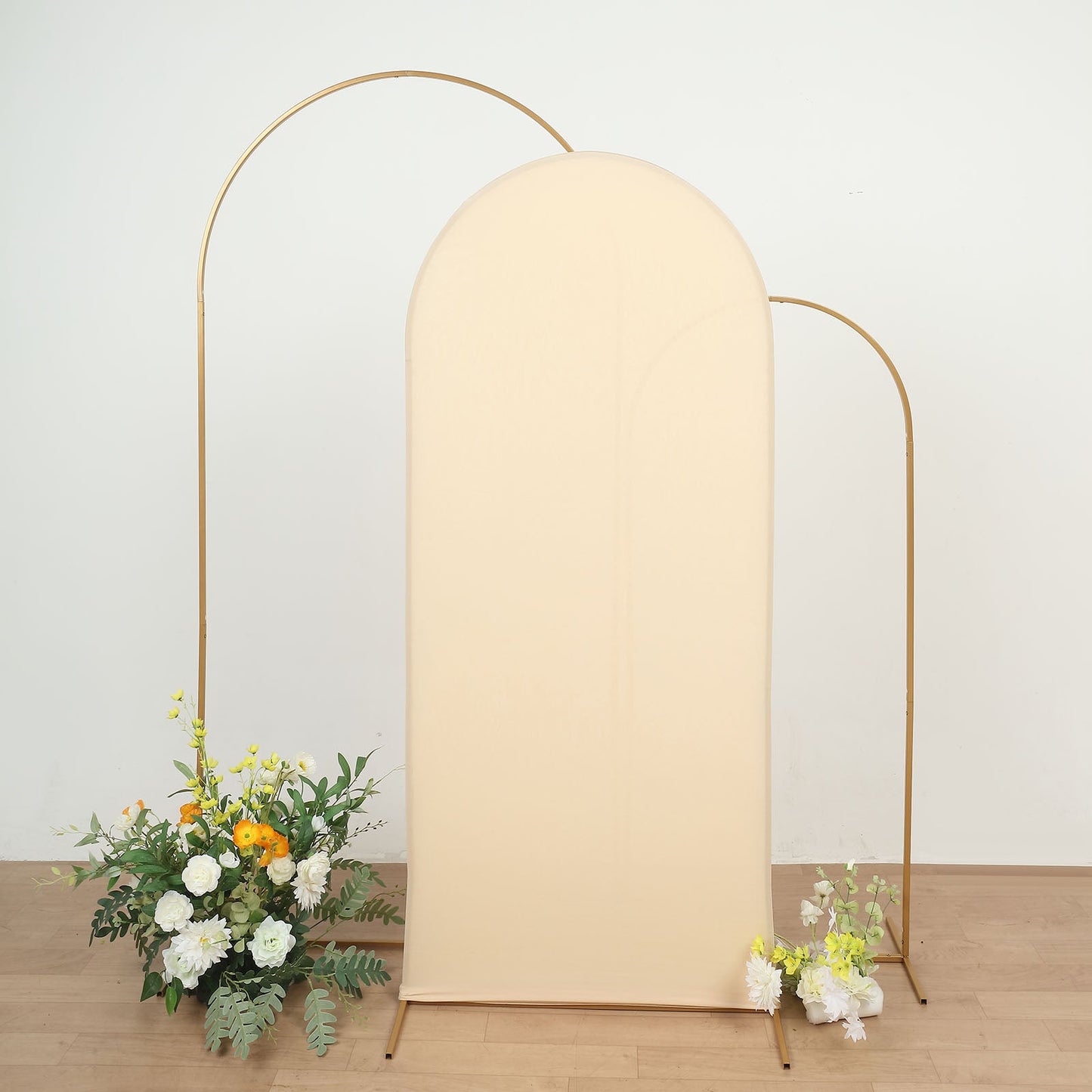 Matte Beige Spandex Arch Cover in 6 Feet For Round Top Chiara Backdrop Stand