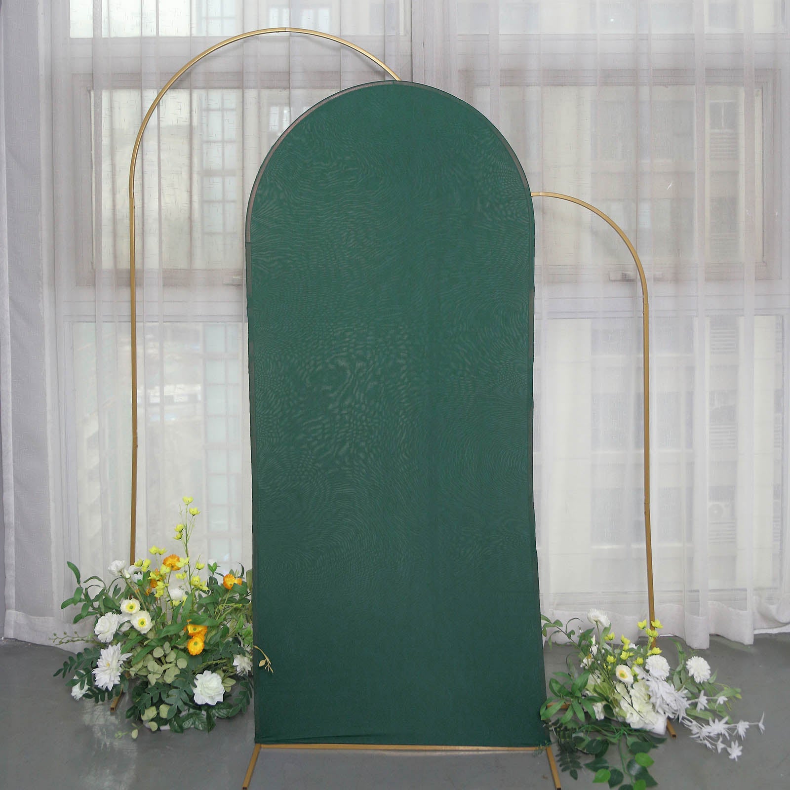 6ft Matte Hunter Emerald Green Spandex Fitted Wedding Arch Cover For Round Top Chiara Backdrop Stand