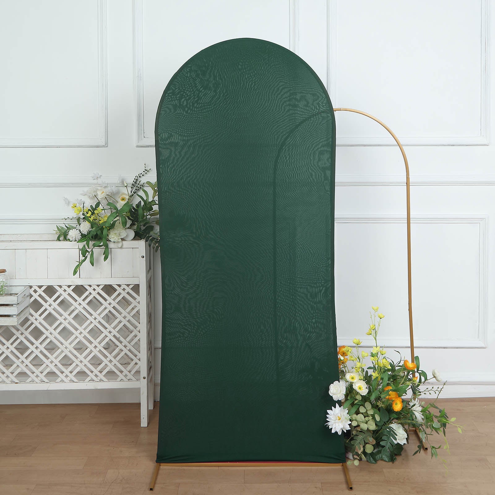 6ft Matte Hunter Emerald Green Spandex Fitted Wedding Arch Cover For Round Top Chiara Backdrop Stand