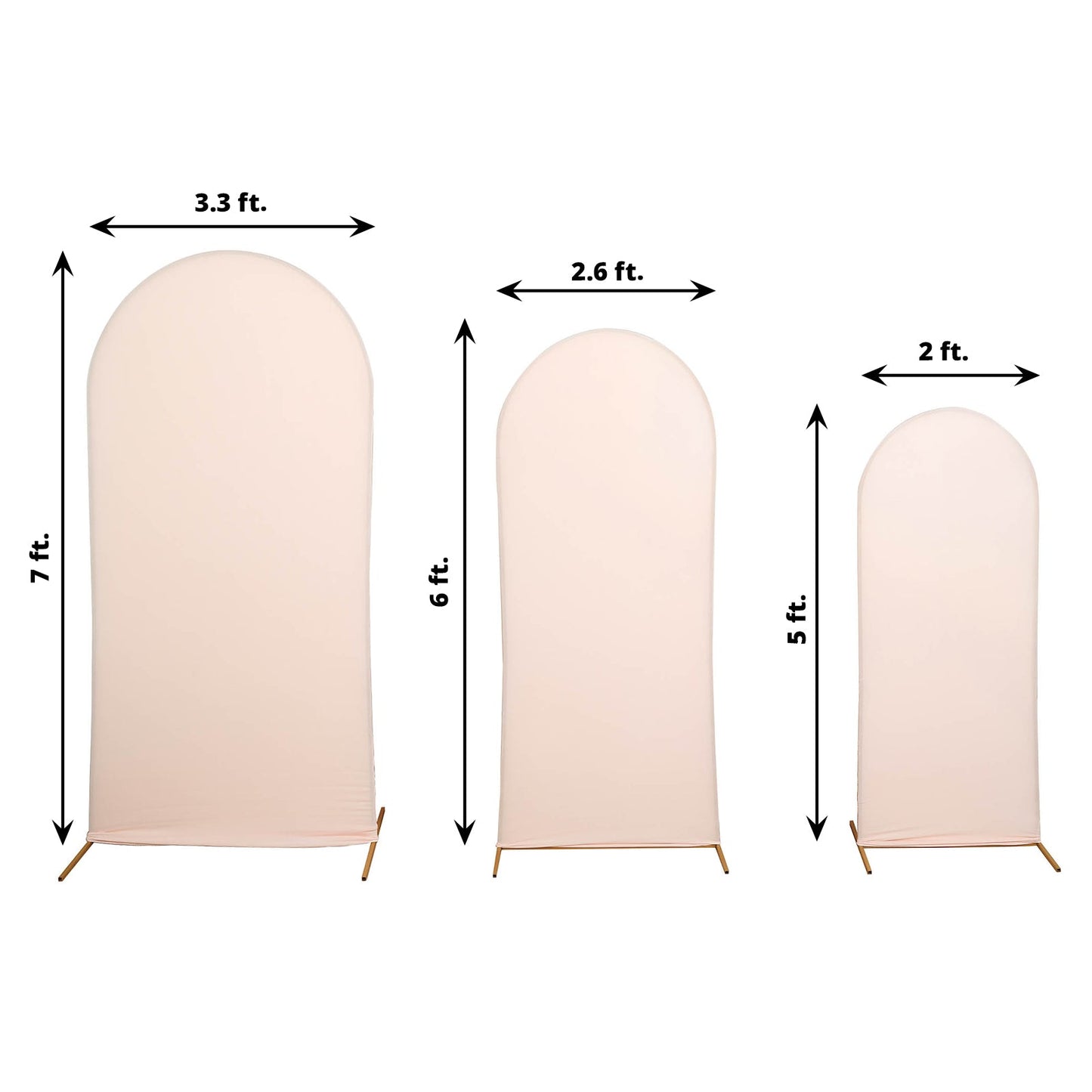 Set of 3 | Matte Blush Rose Gold Spandex Fitted Wedding Arch Covers For Round Top Chiara Backdrop