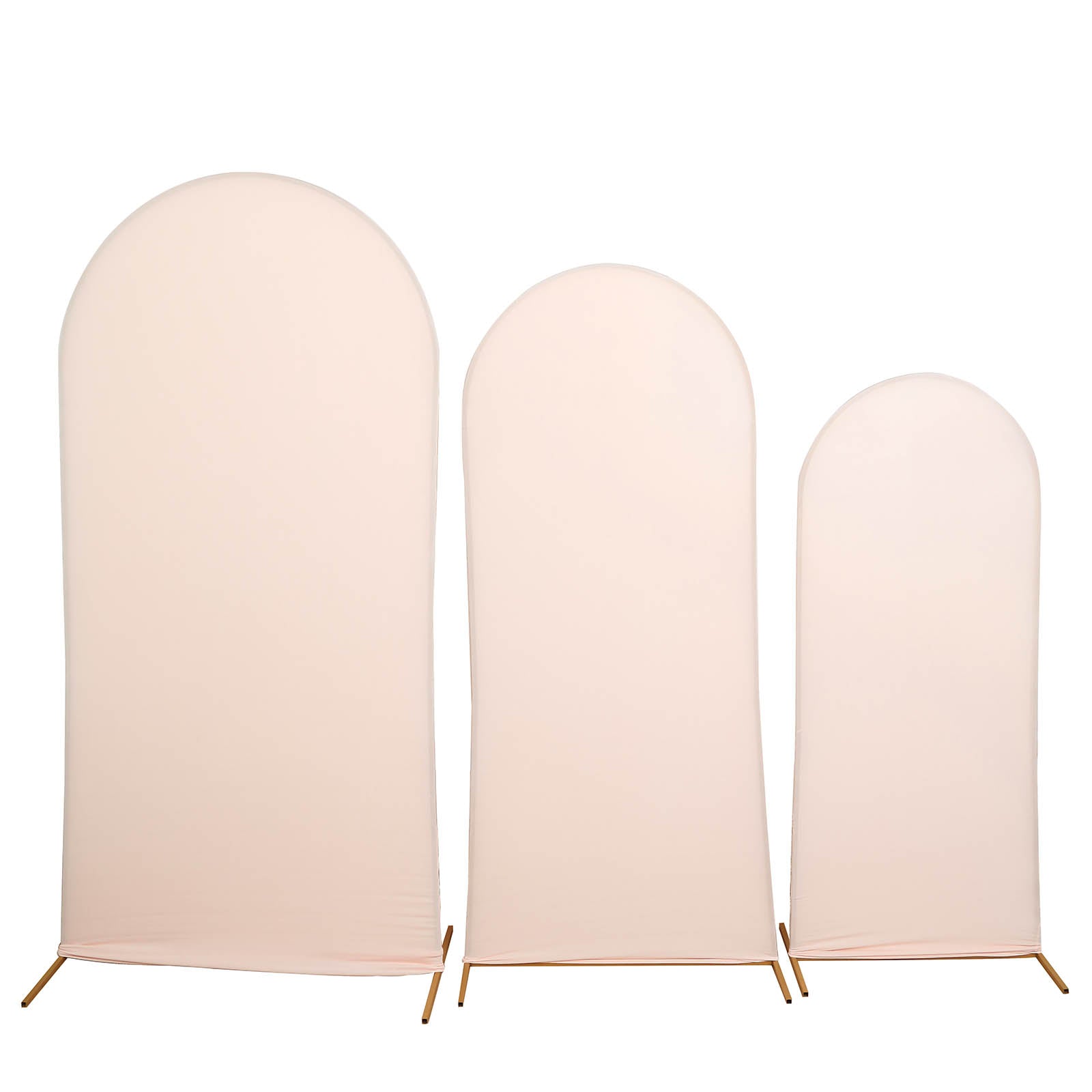 Set of 3 | Matte Blush Rose Gold Spandex Fitted Wedding Arch Covers For Round Top Chiara Backdrop
