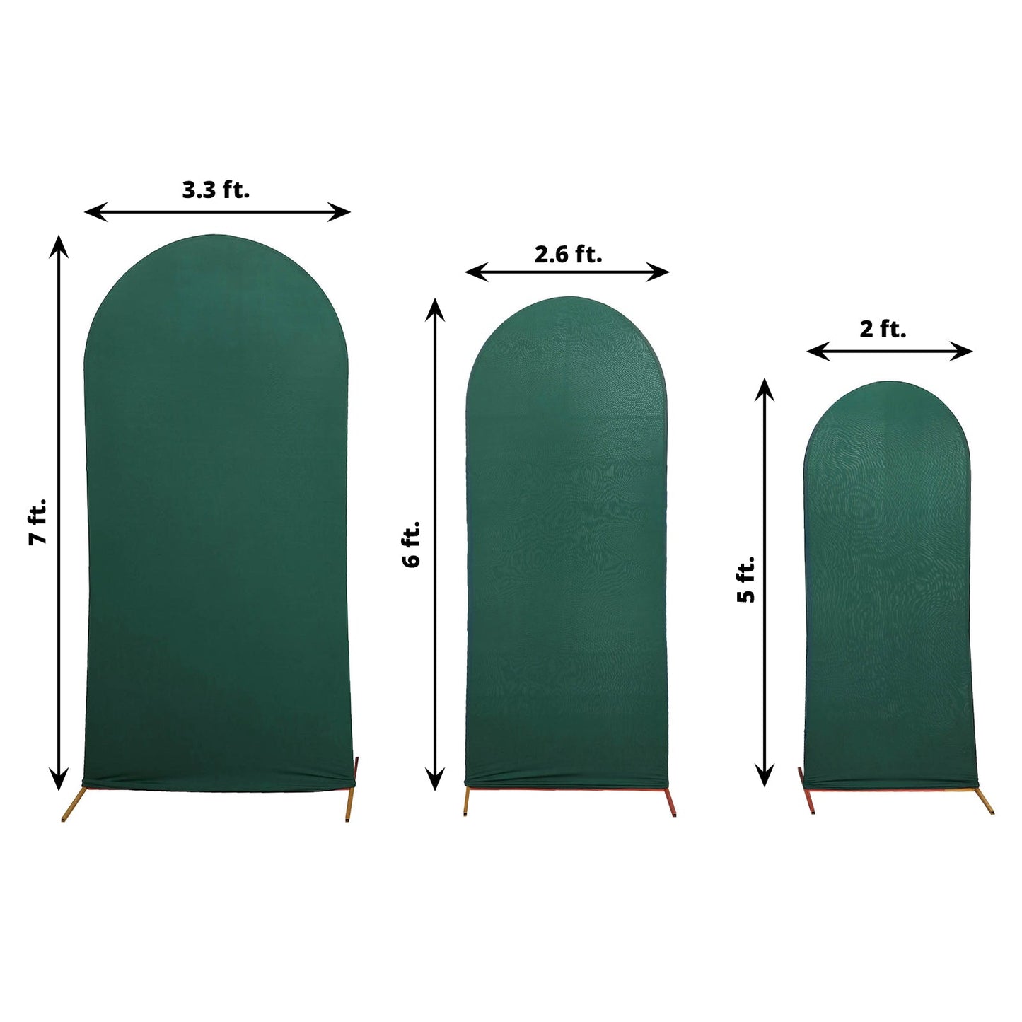 Set of 3 | Matte Hunter Emerald Green Spandex Fitted Wedding Arch Covers For Round Top