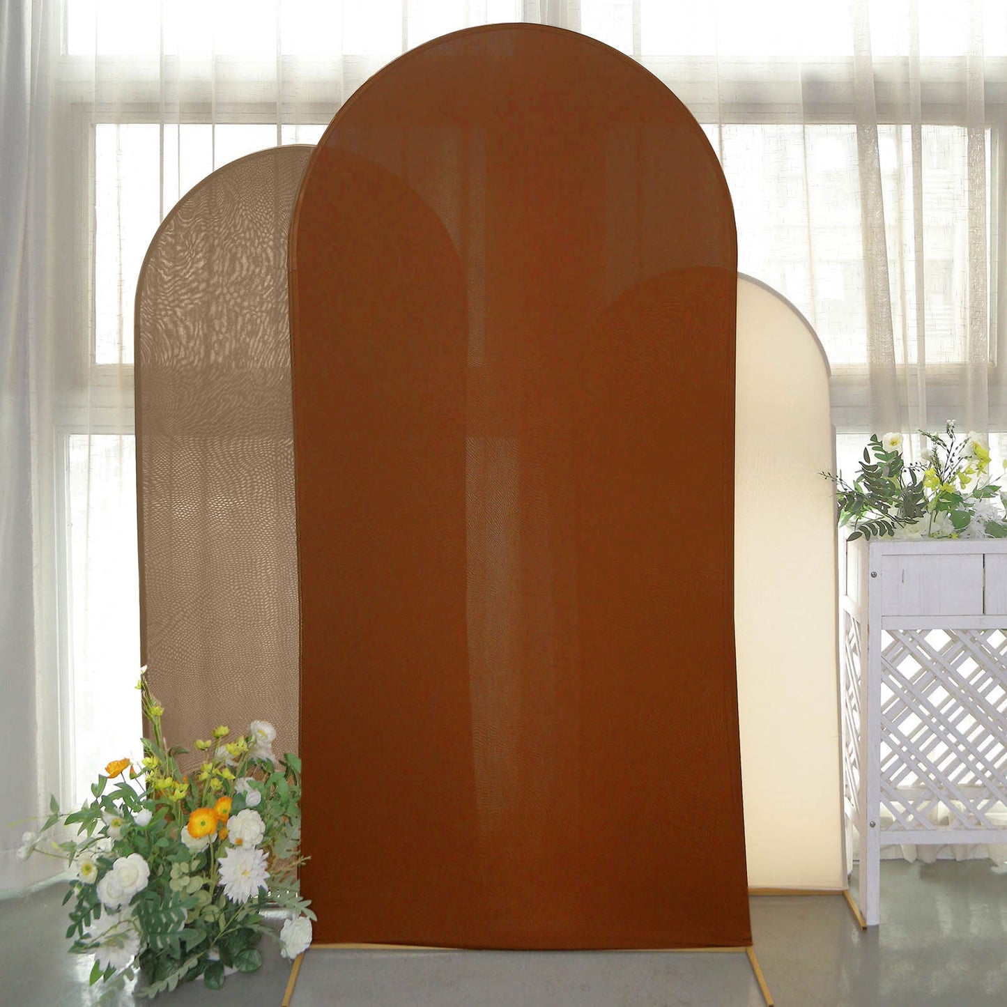 Set of 3 | Mixed Natural Spandex Fitted Wedding Arch Covers