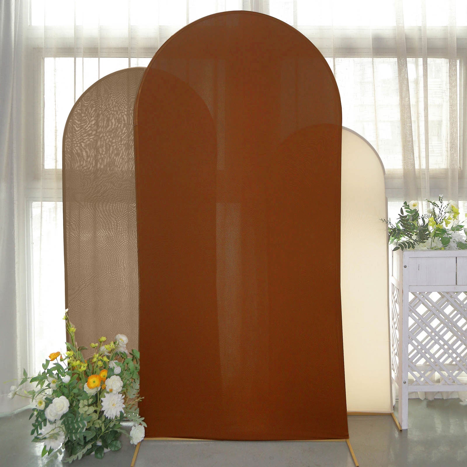 Set of 3 | Mixed Natural Spandex Fitted Wedding Arch Covers