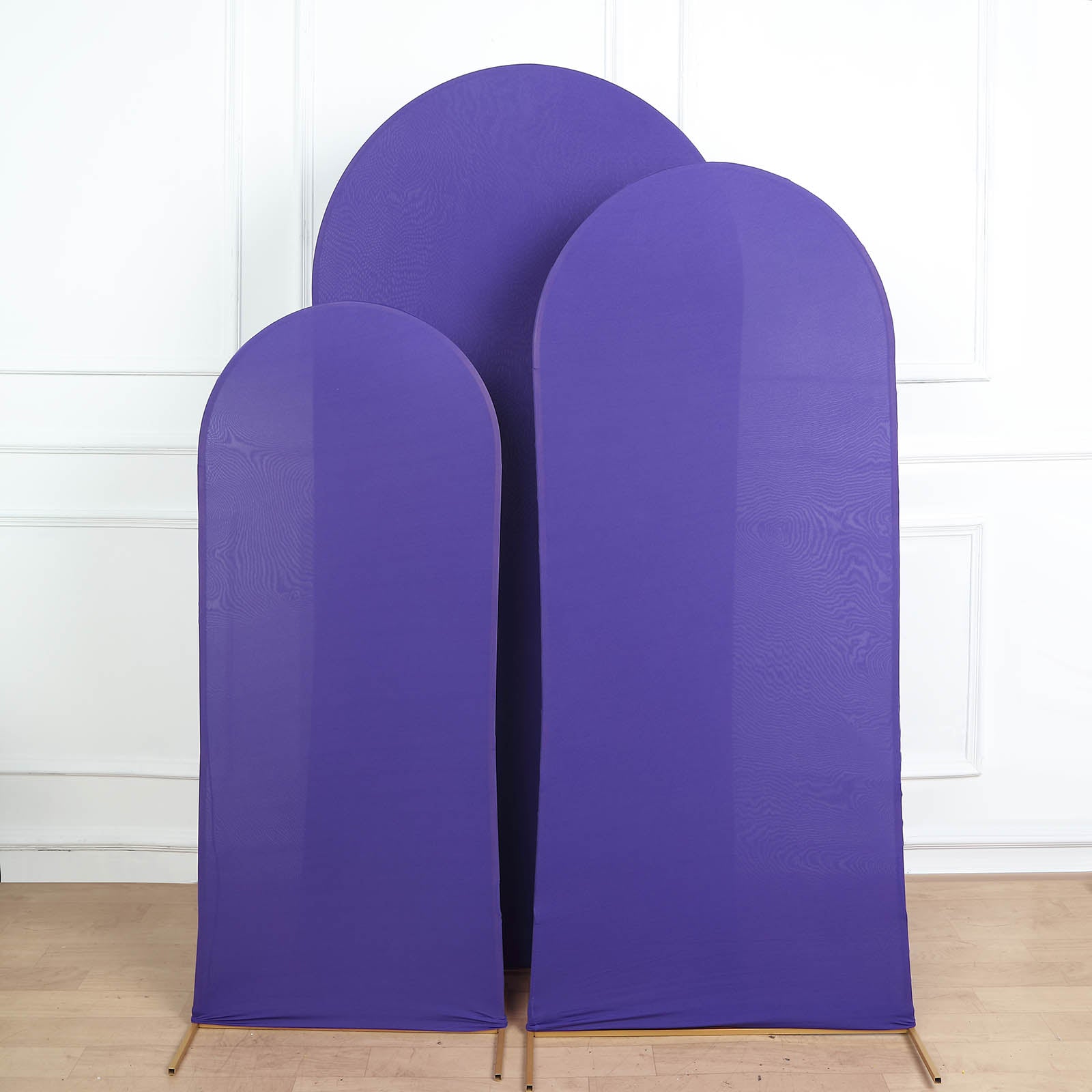Set of 3 | Matte Purple Spandex Fitted Wedding Arch Covers For Round Top Chiara Backdrop