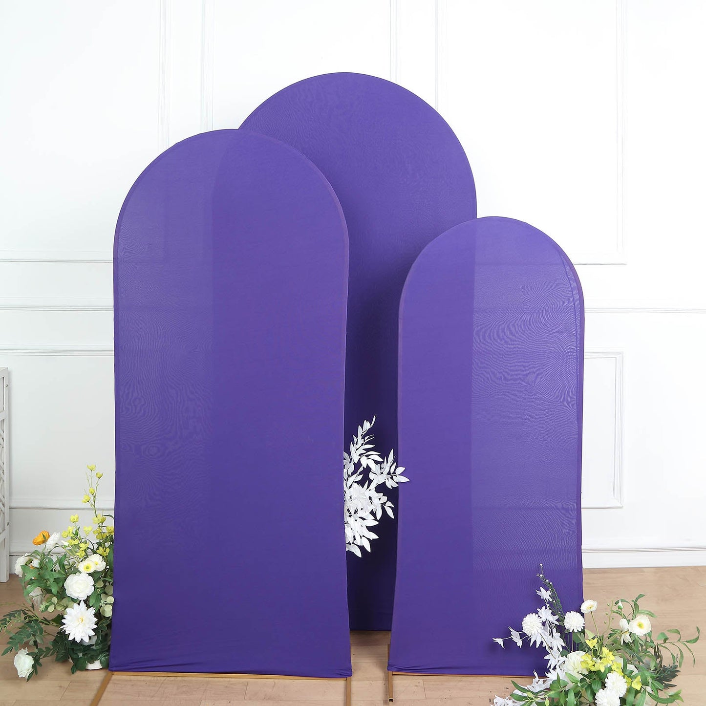 Set of 3 | Matte Purple Spandex Fitted Wedding Arch Covers For Round Top Chiara Backdrop