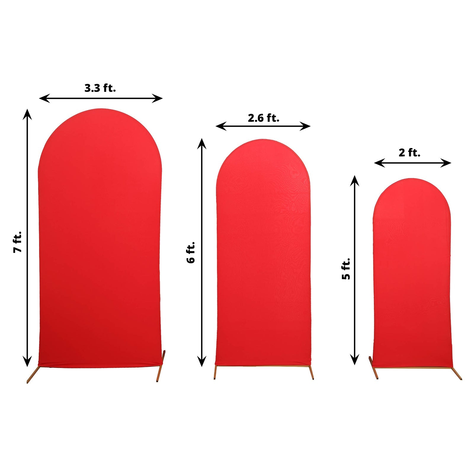 Set of 3 | Matte Red Spandex Fitted Wedding Arch Covers For Round Top