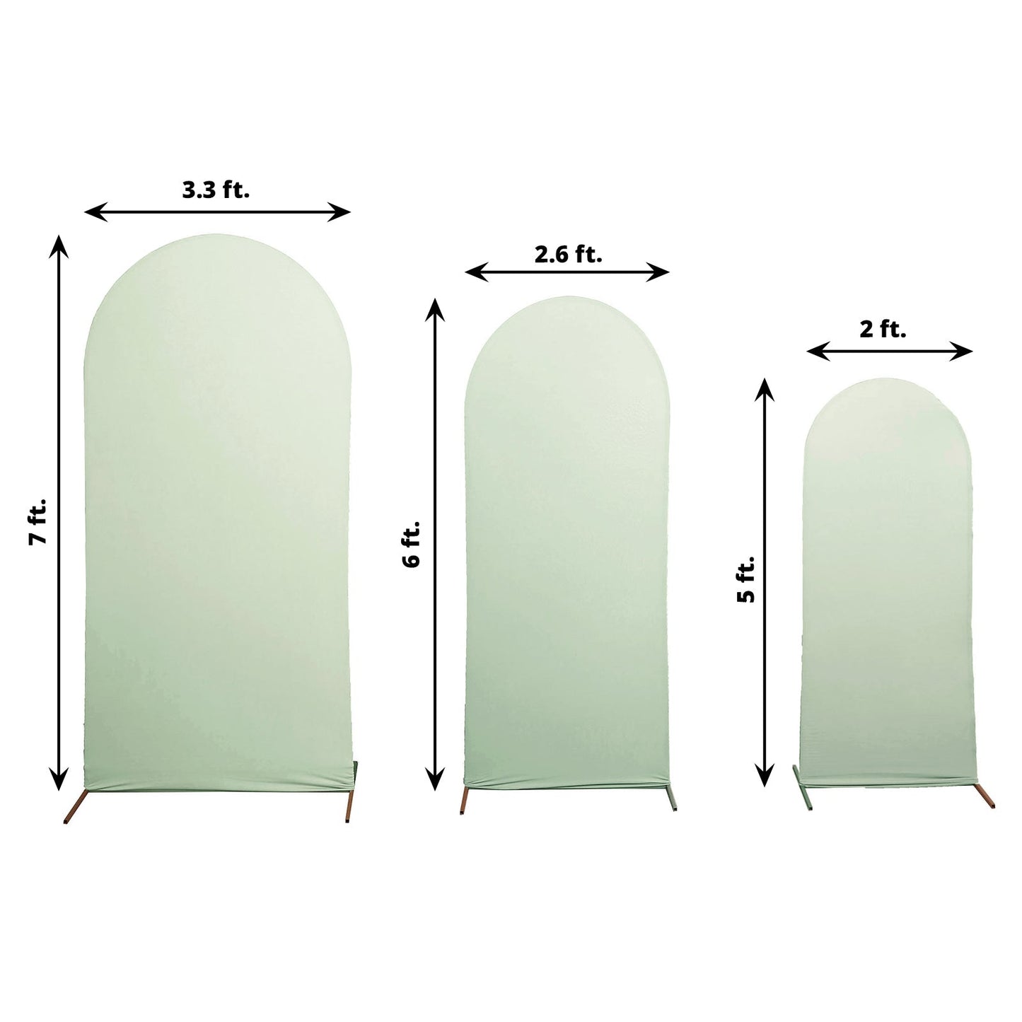 Set of 3 | Matte Sage Green Spandex Fitted Wedding Arch Covers For Round Top