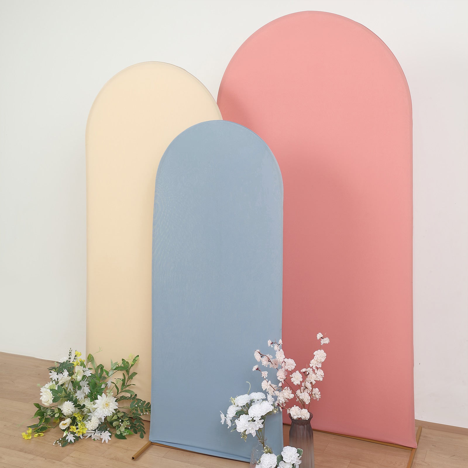 Matte Dusty Blue Spandex Round Top Arch Stand in 5 Feet