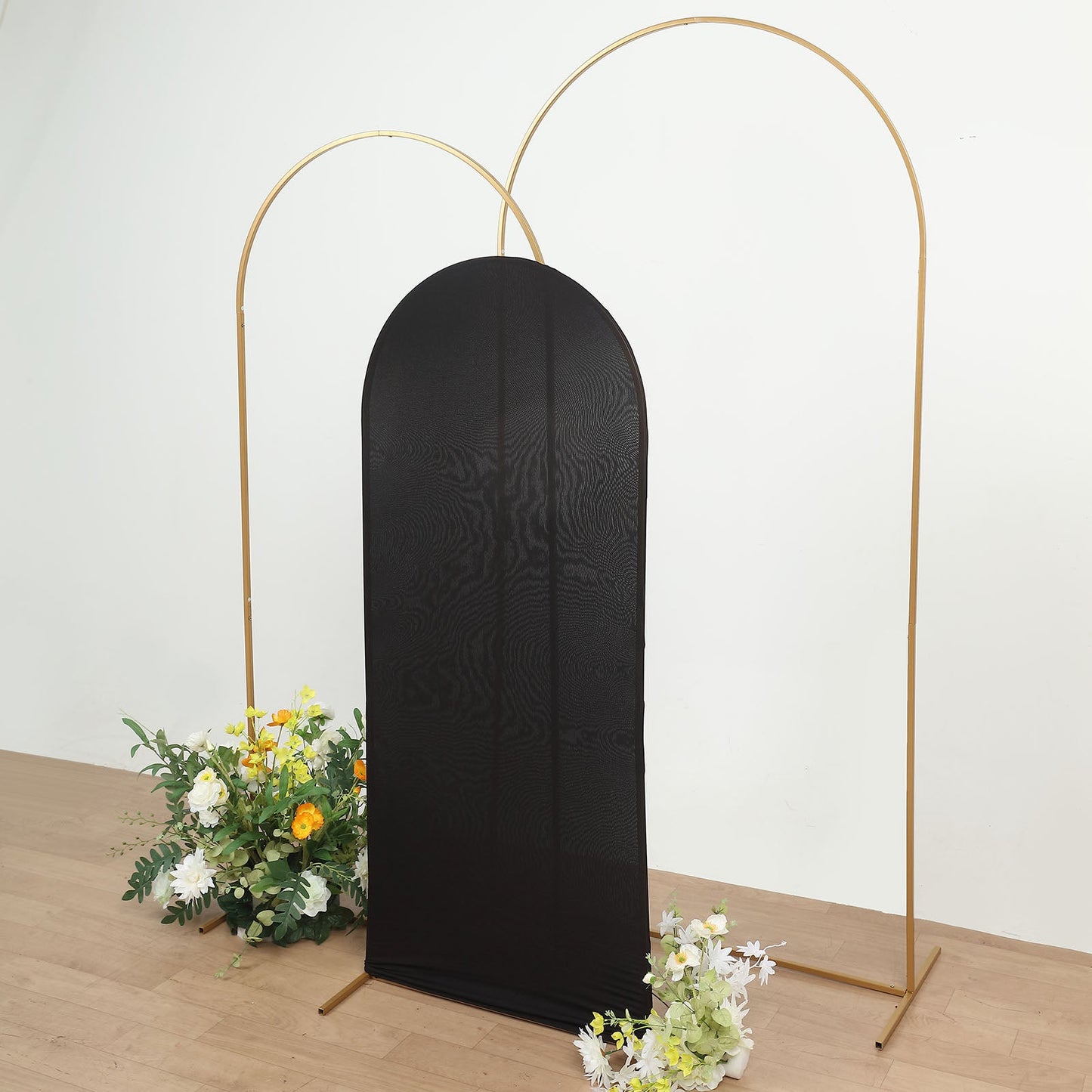 5ft Matte Black Spandex Fitted Wedding Arch Cover For Round Top Chiara Backdrop Stand