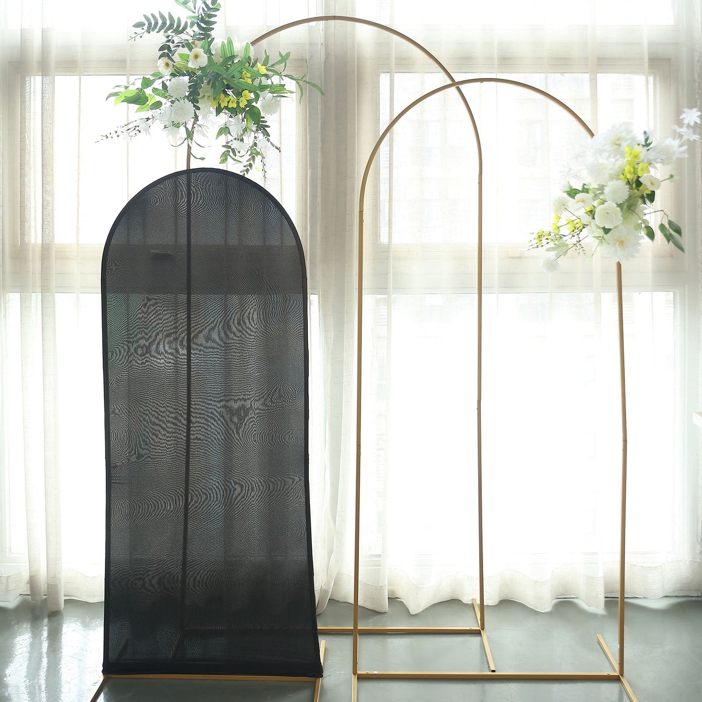 Matte Black Spandex Arch Cover in 5 Feet For Round Top Chiara Backdrop Stand