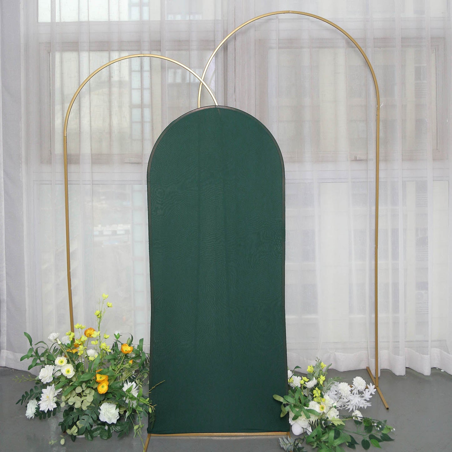 5ft Matte Hunter Emerald Green Spandex Fitted Wedding Arch Cover For Round Top Chiara Backdrop Stand