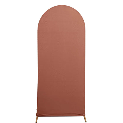 5ft Matte Terracotta Spandex Fitted Wedding Arch Cover For Round Top Chiara Backdrop Stand