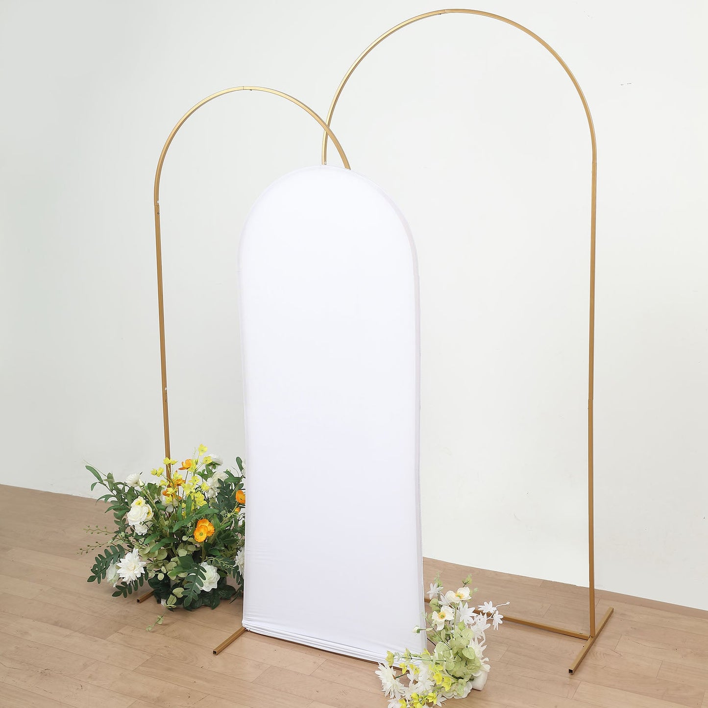 5ft Matte White Spandex Fitted Wedding Arch Cover For Round Top Chiara Backdrop Stand