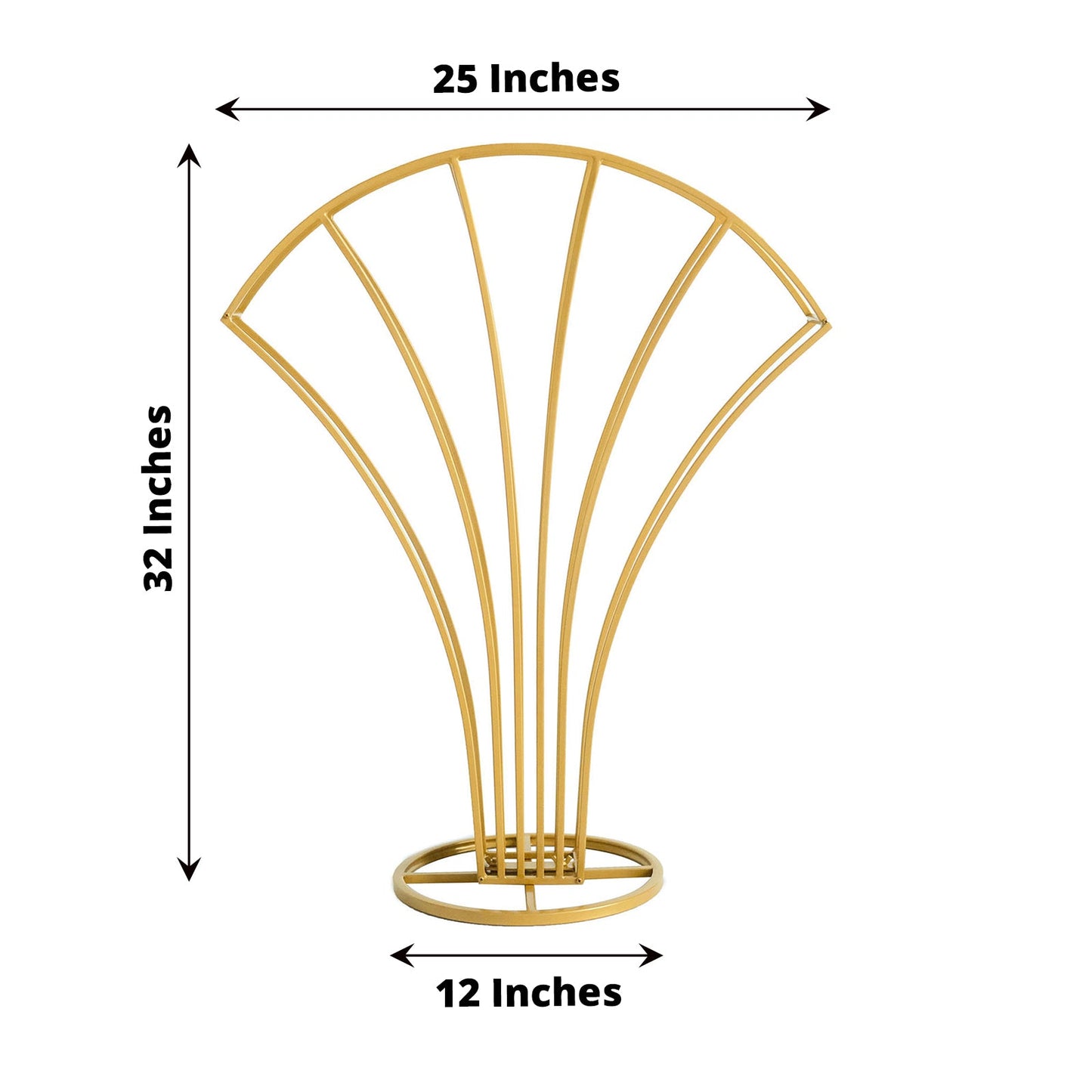 Gold metal scalloped fan shape flower frame table centerpiece.