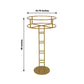 Gold floral riser wedding centerpiece stand, 46 inches tall.