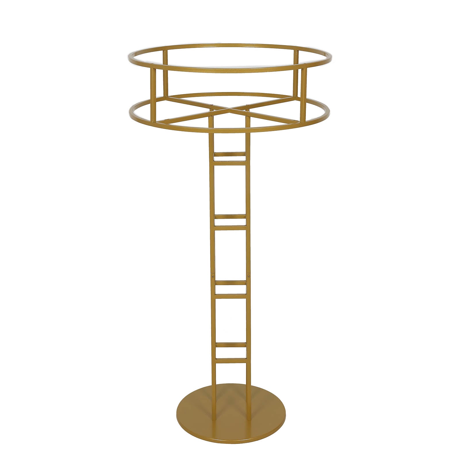 Gold metal floral riser wedding centerpiece display stand.