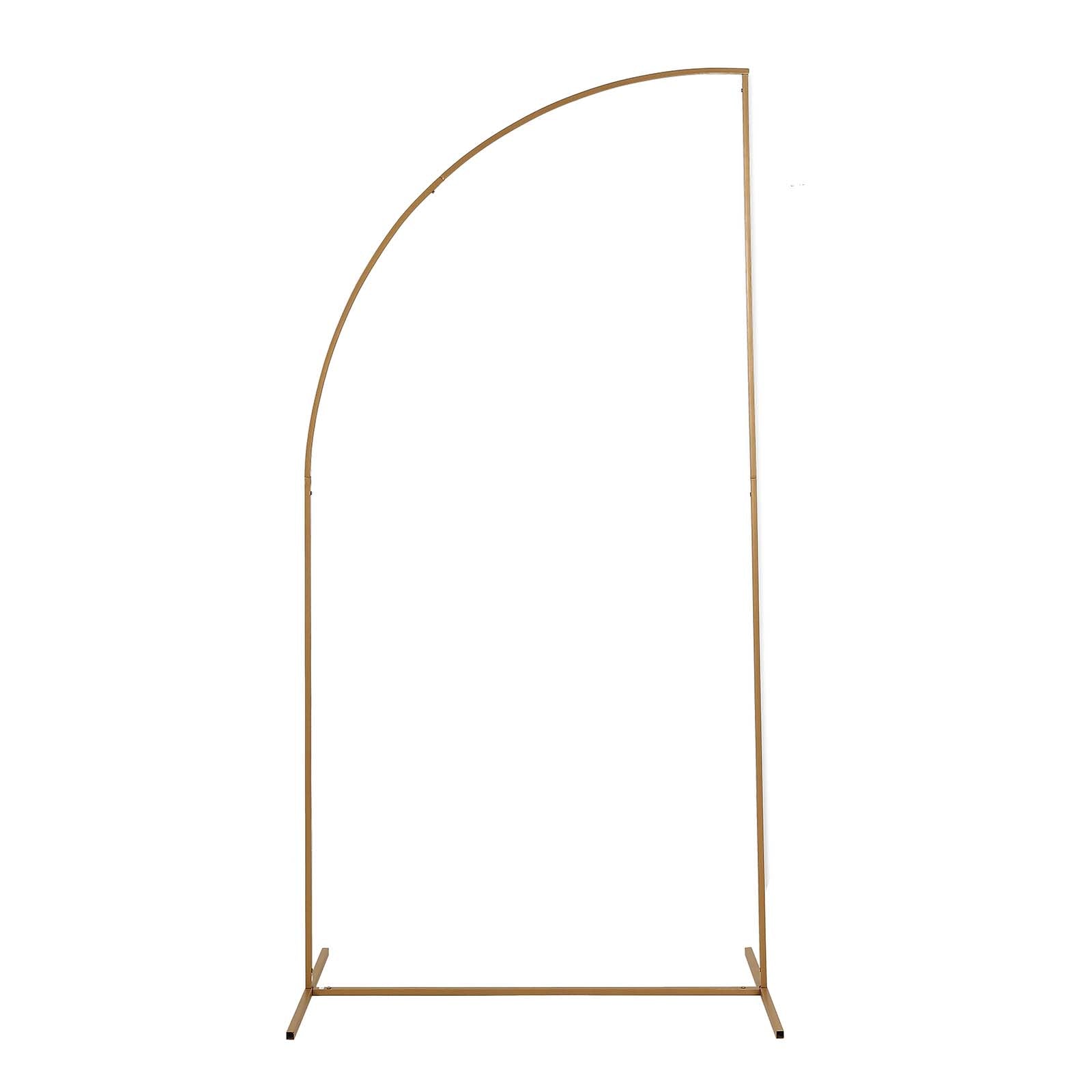 Floral Arch Half-Moon Style Chiara Backdrop Stand with Gold Metal Frame - 7 Feet#whtbkgd