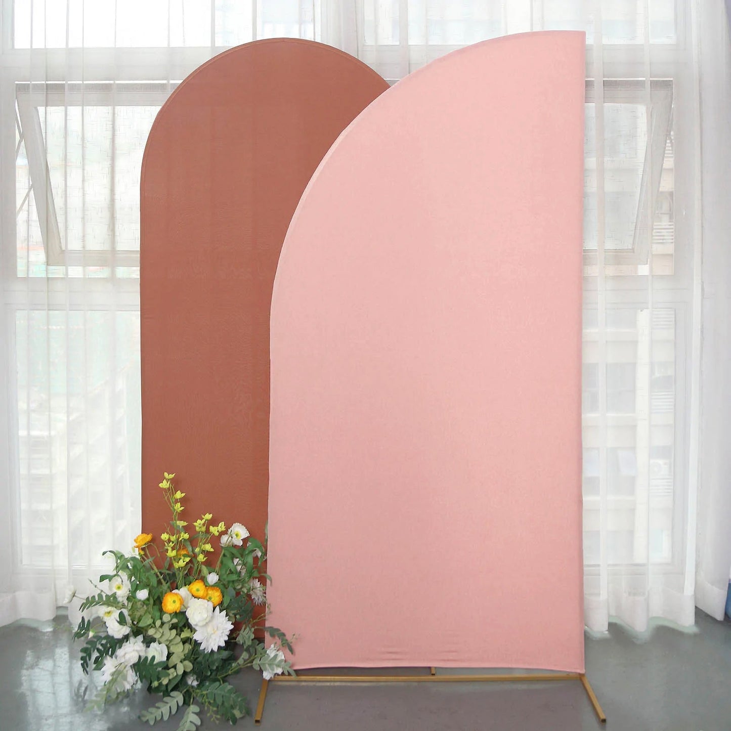 7ft Matte Dusty Rose Fitted Spandex Half Moon Wedding Arch Cover